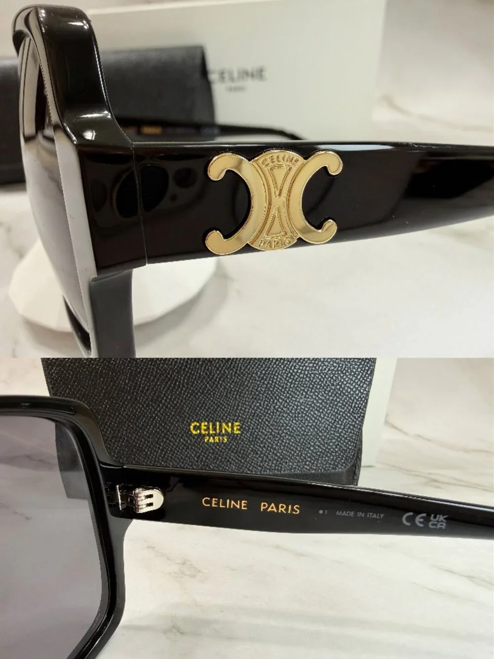 Celine Triomphe Square Sunglasses CL40316U Sunglasses Black